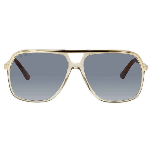 NEW Gucci Blue and Gold Rectangular Unisex Sunglasses - Picture 2 of 4